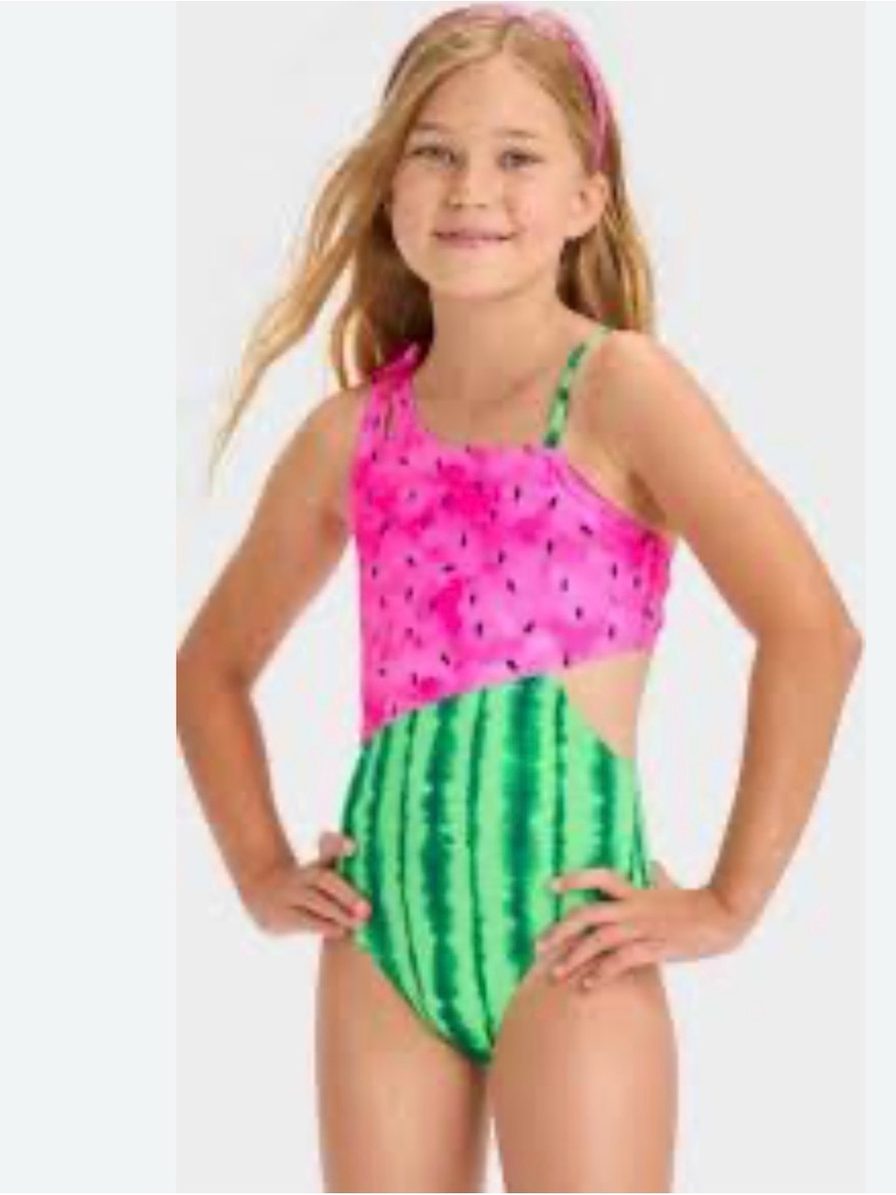 Cat & Jack Pink and Green Watermelon One-Piece Swimsuit
